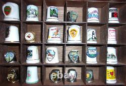 LOT 99 VINTAGE thimbles & display case plastic advertising wood porcelain pewter