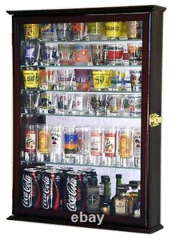 L Shot Glass Shooter Display Case Cabinet Rack Holder Locks Adjustable Shelves