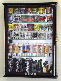 L Shot Glass Shooter Display Case Cabinet Rack Holder Locks Adjustable Shelves