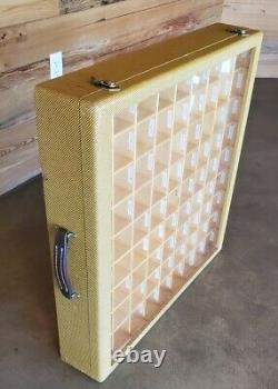 Lacquered Tweed Solid Wood Display Case trade show USA made 32 x 32 x 6