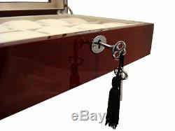 Large 10 Wrist Watch Storage Case Box Display Chest Cherry Wood Cabinet Lockable