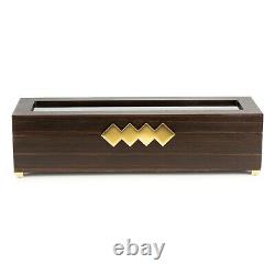 Large 12 Slot Wooden Watch Box For Men Luxury Gold Accents Display Case Holder