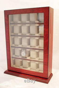 Large 20 Wrist Watch Storage Cabinet Chest Box Display Wood Case Matt
