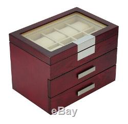 Large 30 Watch Oak Wood Storage Display Chest Box Display Wooden Case Cabinet