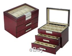 Large 30 Watch Oak Wood Storage Display Chest Box Display Wooden Case Cabinet