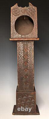 Large Antique Folk Art Wooden Display Case Grandfather Pocket Watch Holder