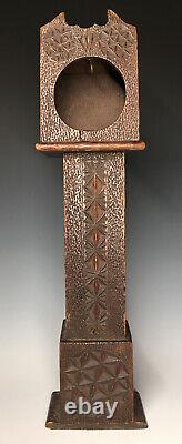 Large Antique Folk Art Wooden Display Case Grandfather Pocket Watch Holder
