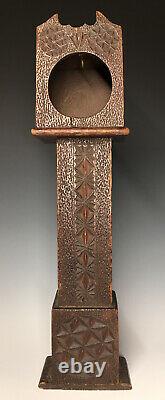 Large Antique Folk Art Wooden Display Case Grandfather Pocket Watch Holder