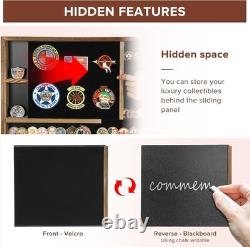 Large Challenge Coin Display Case Lockable Wood Shadow Box Tempered Glass