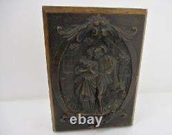 Large French Breton style Hand Carved Wood Jewelry Trinket Tobacco Box Ornate Co