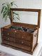Large Knife Display Case Storage Cabinet Withshadow Box On The Top, Solid Woodkc7