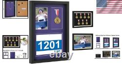 Large Medal Display Frame for Marathon Winners 7 Medal Shadow Box Keepsake