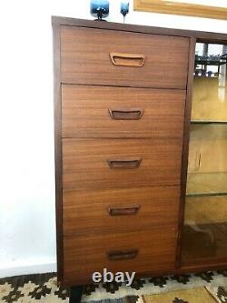 Large Mid Century Teak Bookcase Sideboard Display Unit Turnidge London Drawers