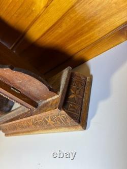 Large Standing Antique Pressed Wood Display Case Box Stars Anchors Bird Motifs