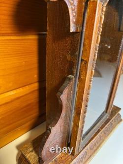 Large Standing Antique Pressed Wood Display Case Box Stars Anchors Bird Motifs