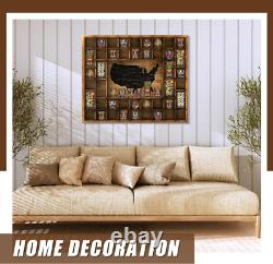 Large US Map 44 Slots Shot Glass Display Case 28 X 22.6'' Jumbo Rustic Wood Shot