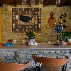 Large US Map 44 Slots Shot Glass Display Case 28 X 22.6'' Jumbo Rustic Wood Shot