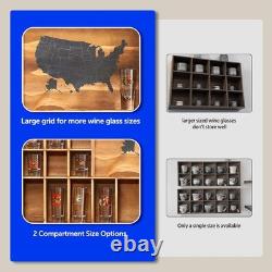 Large US Map Shot Glass Display Case 60 Slots 34 Large, Charcoal Burnt Color