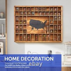 Large US Map Shot Glass Display Case 60 Slots 34 Large, Charcoal Burnt Color