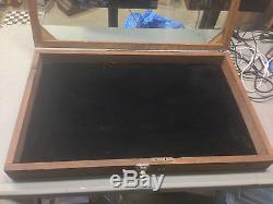 Large Vintage Retro Wooden Wood Display Case With Glass Top Multipurpose