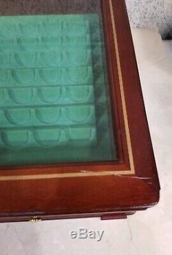 Large Wood Display Case, Holds 50 Quarter Dollar Coins, Nice Collection Box