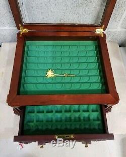 Large Wood Display Case, Holds 50 Quarter Dollar Coins, Nice Collection Box