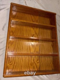 Large Wood Display Case withPlastic Sliding Door Collectible Curio Cabinet Trinket