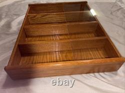 Large Wood Display Case withPlastic Sliding Door Collectible Curio Cabinet Trinket