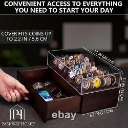 Large Wooden Challenge Coin Display Case with Clear Cover Military Coin Dis