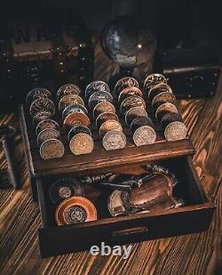 Large Wooden Challenge Coin Display Case with Clear Cover Military Coin Dis