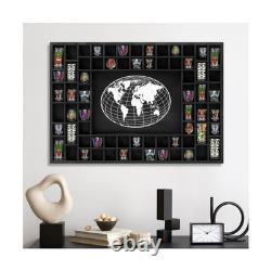 Large World Map 68 Slots Shot Glass Display Case 39 x 28'' Rustic Wood Shot G