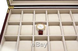 Large Wrist 18 Watch Storage Box Display Case Wooden And Glass High Gloss Finish