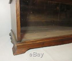 Large antique handmade rectangular wood glass brass train counter display case
