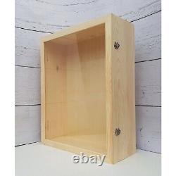Large extra deep shadow box display case with glass door, wood memory box 20x16