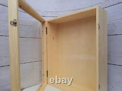 Large extra deep shadow box display case with glass door, wood memory box 20x16