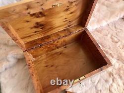 Large lockable thuja burl wooden jewelry box organizer with key, keepsake, Gift