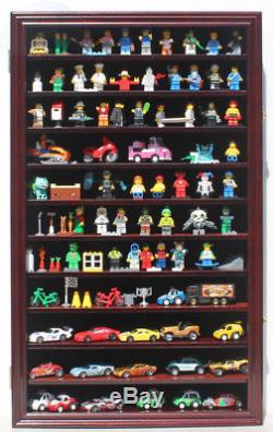 Lego Minifigures Miniature Figures Display Case Wall Curio Cabinet Mahogany Fin