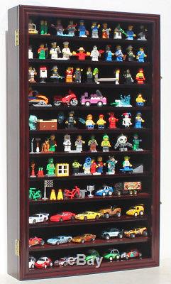 Lego Minifigures Miniature Figures Display Case Wall Curio Cabinet Mahogany Fin