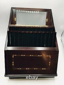 Levenger 22x Vertical Pen Storage Display Box Chest Walnut Pool Table Green