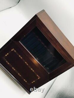 Levenger 22x Vertical Pen Storage Display Box Chest Walnut Pool Table Green