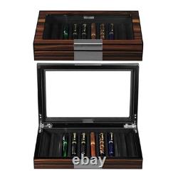 Lifomenz Co 10 Slot Wood Pen Box with Glass Lid Display Case