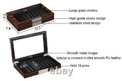 Lifomenz Co 10 Slot Wood Pen Box with Glass Lid Display Case