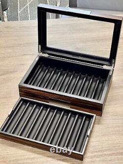 Lifomenz Co Fountain 20 Pen Display Box Ebony Wood Stainless Pen Display Case