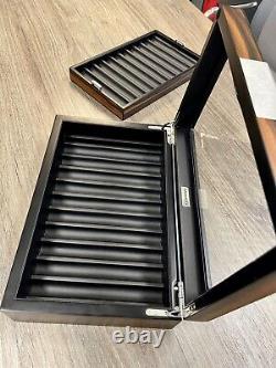 Lifomenz Co Fountain 20 Pen Display Box Ebony Wood Stainless Pen Display Case