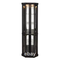 Lighted Curio Cabinet Display Case Antique Collectibles Wine Bar Glass Storage