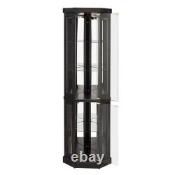 Lighted Curio Cabinet Display Case Antique Collectibles Wine Bar Glass Storage