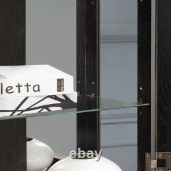 Lighted Curio Cabinet Display Case Antique Collectibles Wine Bar Glass Storage