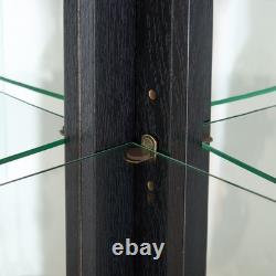 Lighted Curio Cabinet Display Case Antique Collectibles Wine Bar Glass Storage