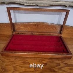 Lighter Collectors Case Wood Display Plastic Lid 17 Compartment Insert 22 X 10.5