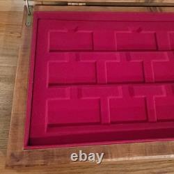 Lighter Collectors Case Wood Display Plastic Lid 17 Compartment Insert 22 X 10.5